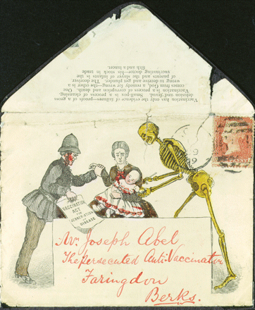 anti-vaccination propaganda envelope. 1899.